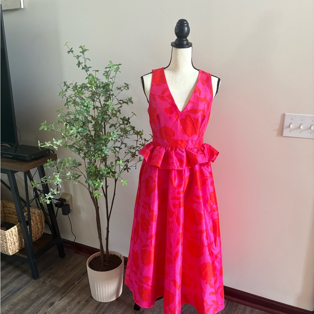 Kate Spade NY x Target Classic Rose Peplum Midi Dress Size 4